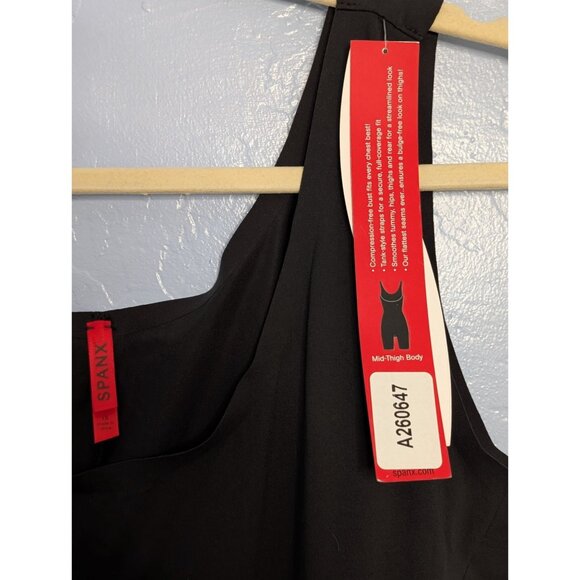 Spanx Womens Black Mid-Thigh Body Shaper 1X Compression Tank-Style Smooths Tummy - Picture 7 of 13